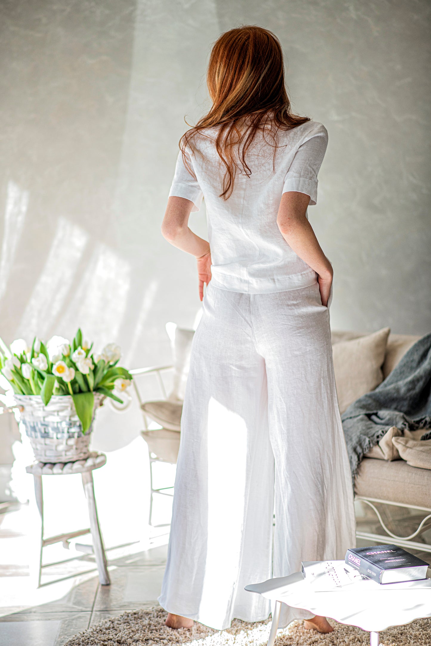 Linen Wide Leg Trousers, VisibleArtShop