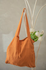 Linen Tote Bag in Ochre - VisibleArtShop