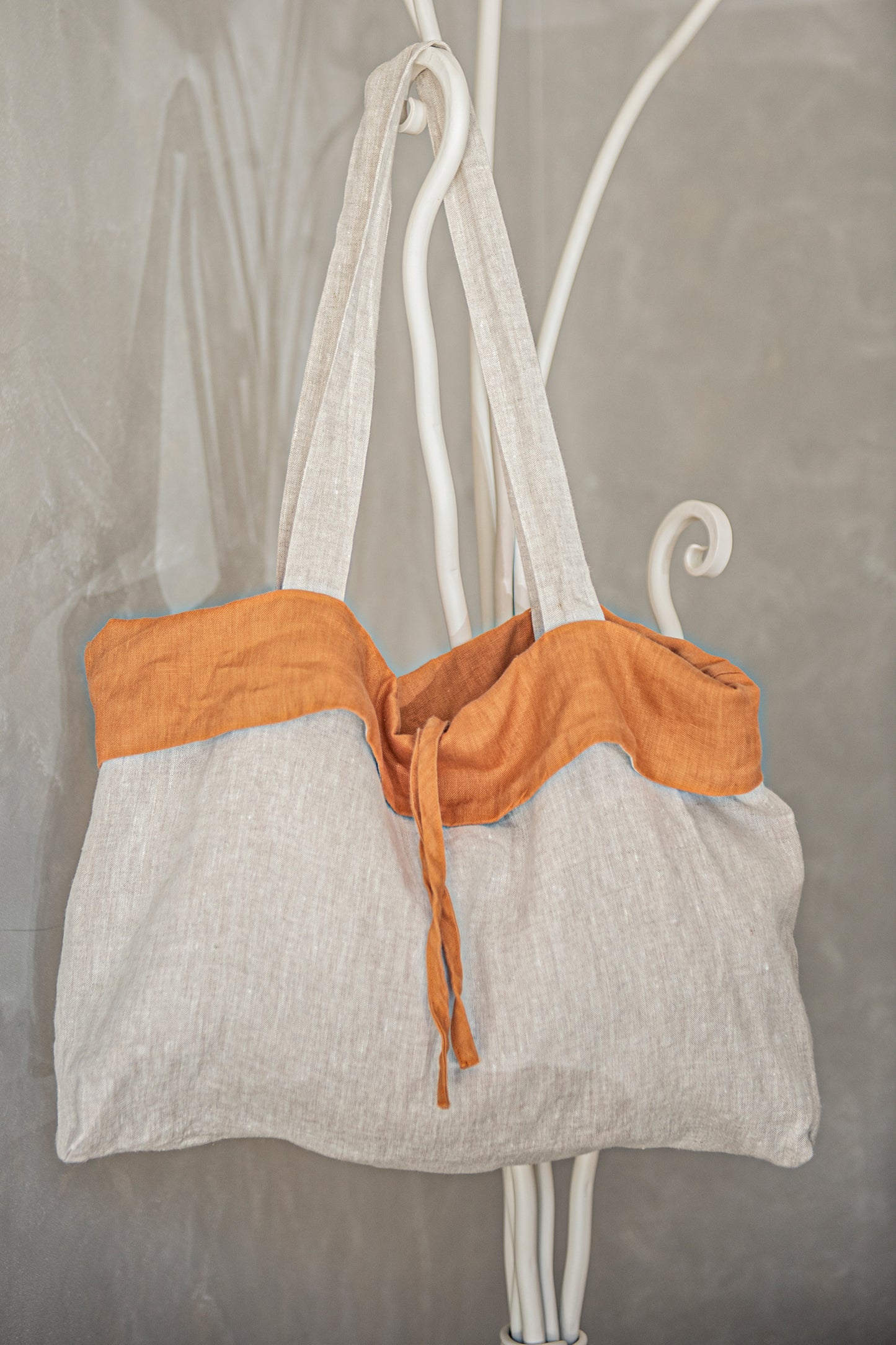 Multicolor Linen Shopping Bag Ochre, VisibleArtShop