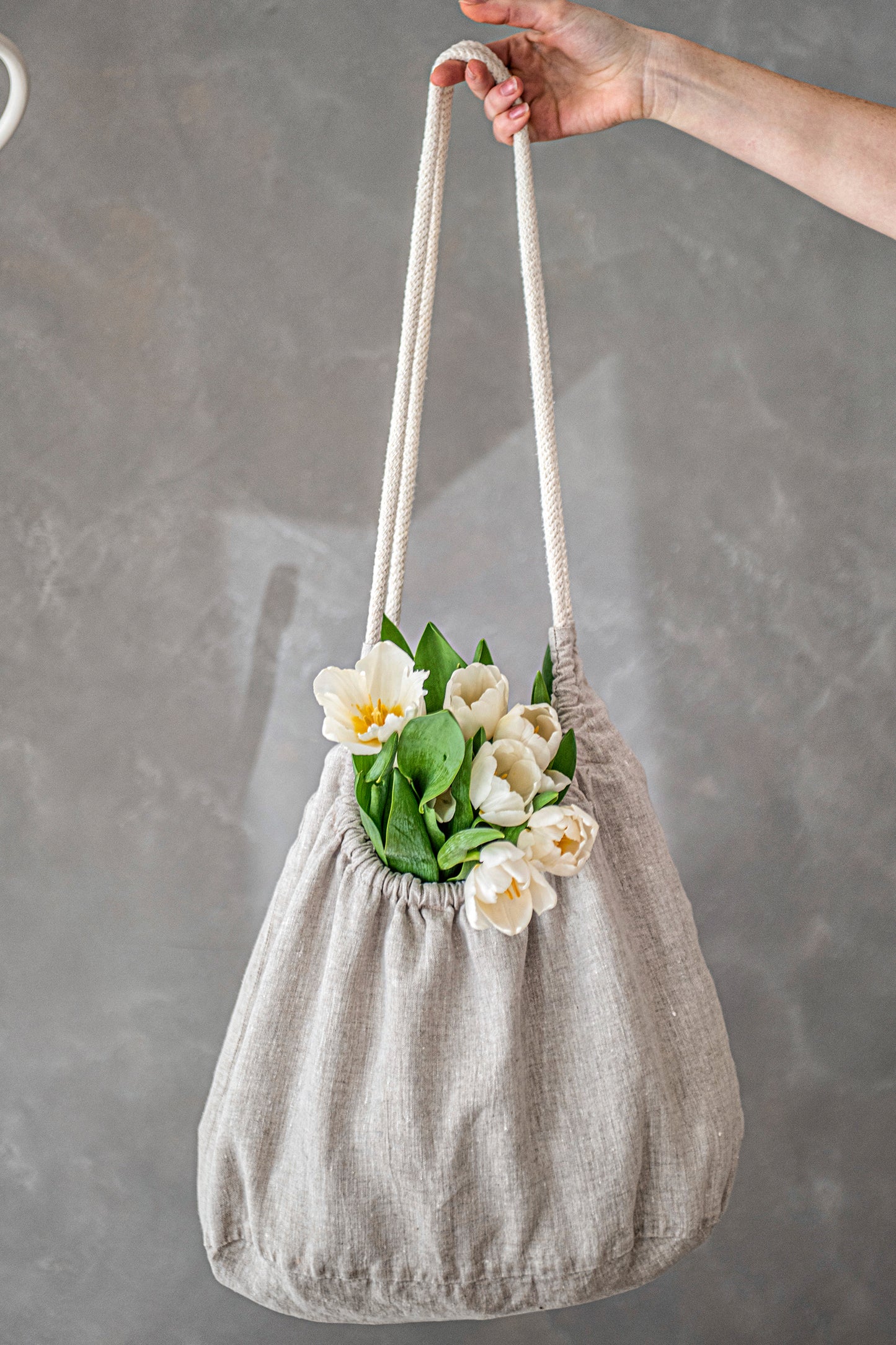 Rope Handle Linen Tote Bag, VisibleArtShop
