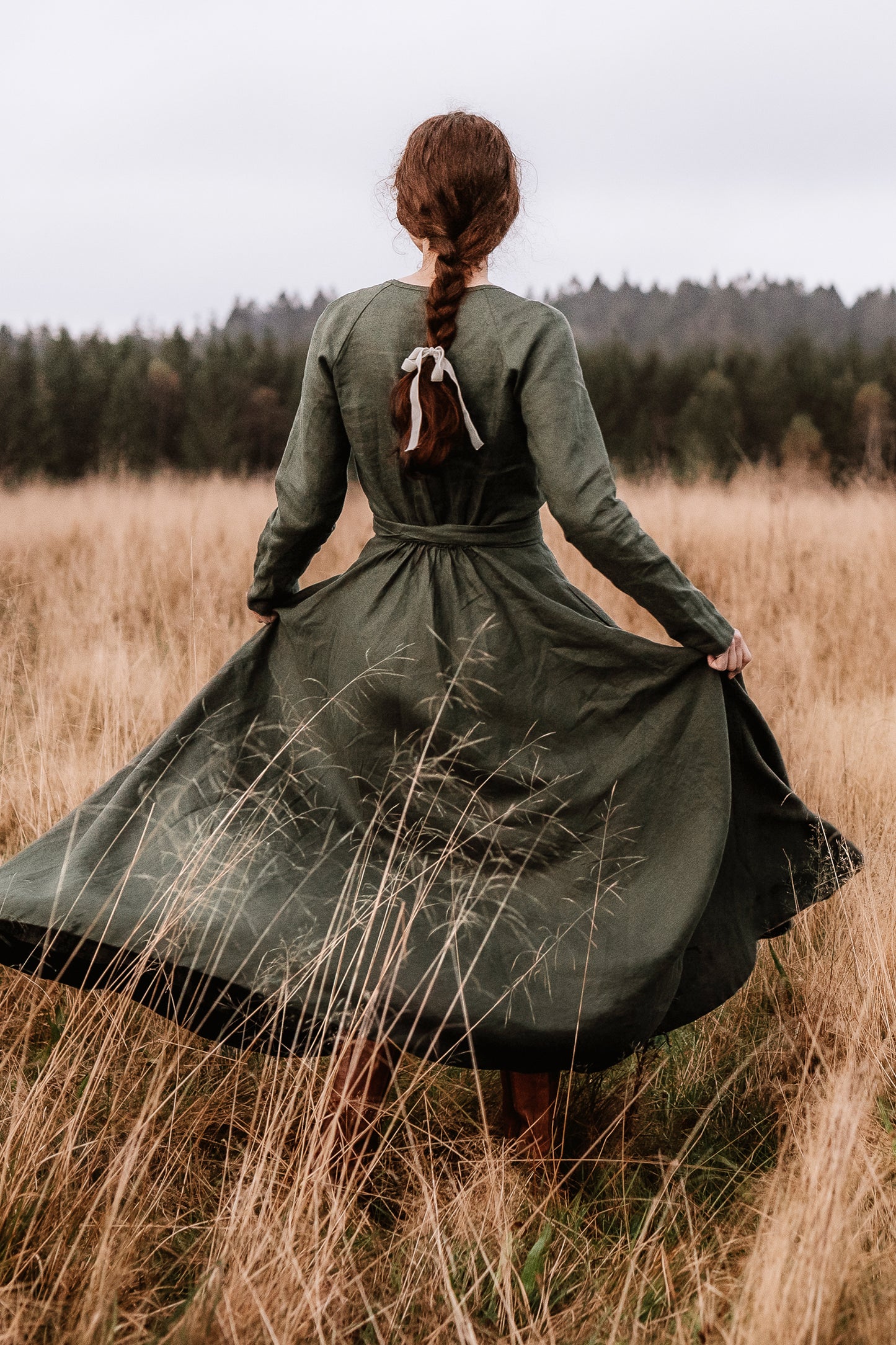 Belted Dress from Heavyweight Linen, VisibleArtShop