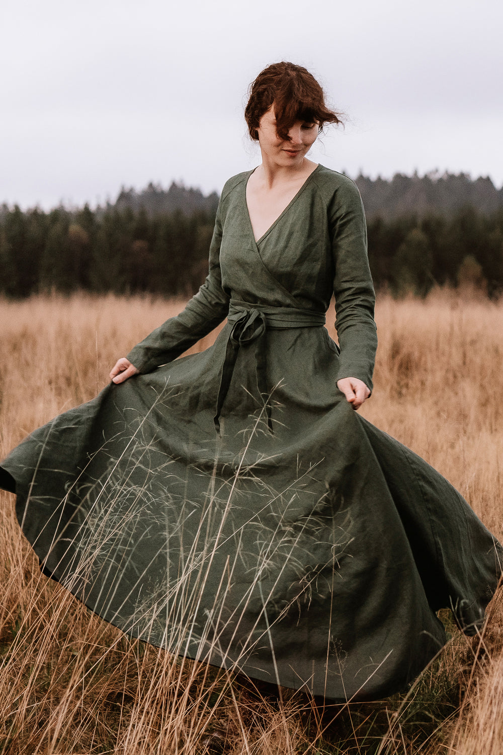 Belted Dress from Heavyweight Linen, VisibleArtShop