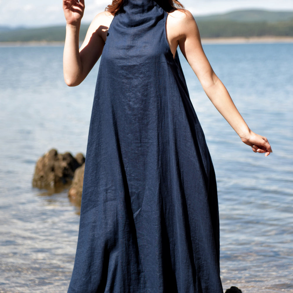 Cowl Neck Linen Dress, VisibleArtShop