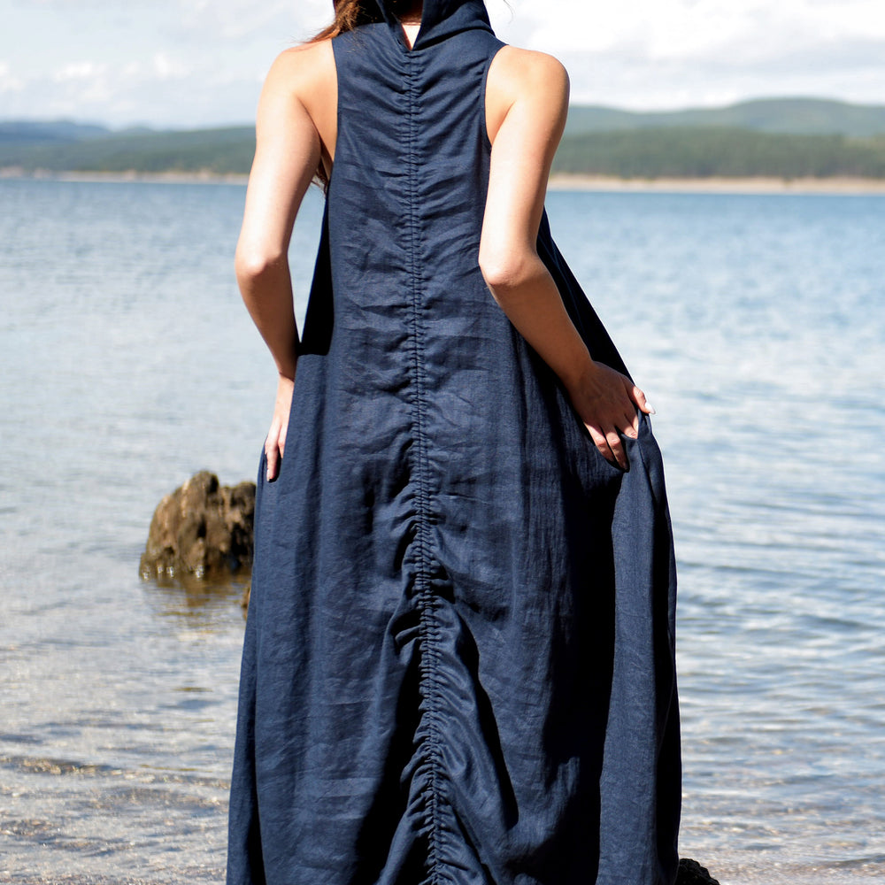 Cowl Neck Linen Dress, VisibleArtShop