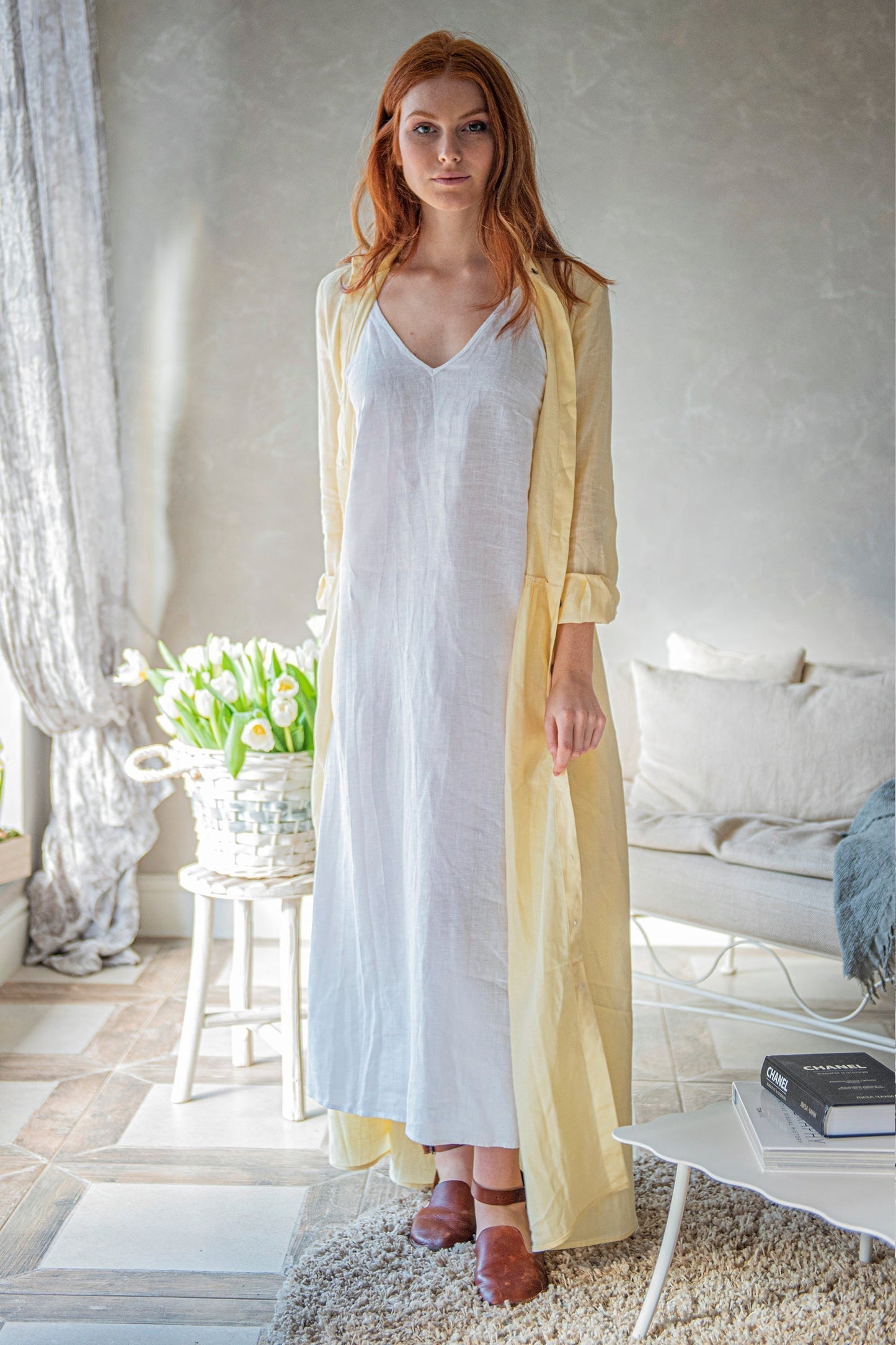 Linen Slip Dress, XL / Light Blue Linen Slip Dress, XL / Light Blue