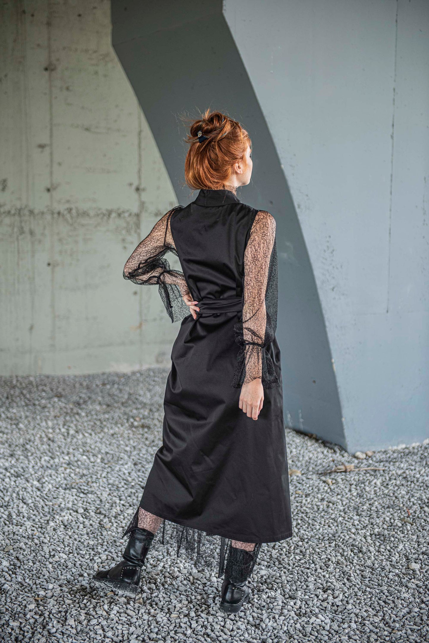 Black Vest Dress with Lace Lining, XL Black Vest Dress with Lace Lining, XL