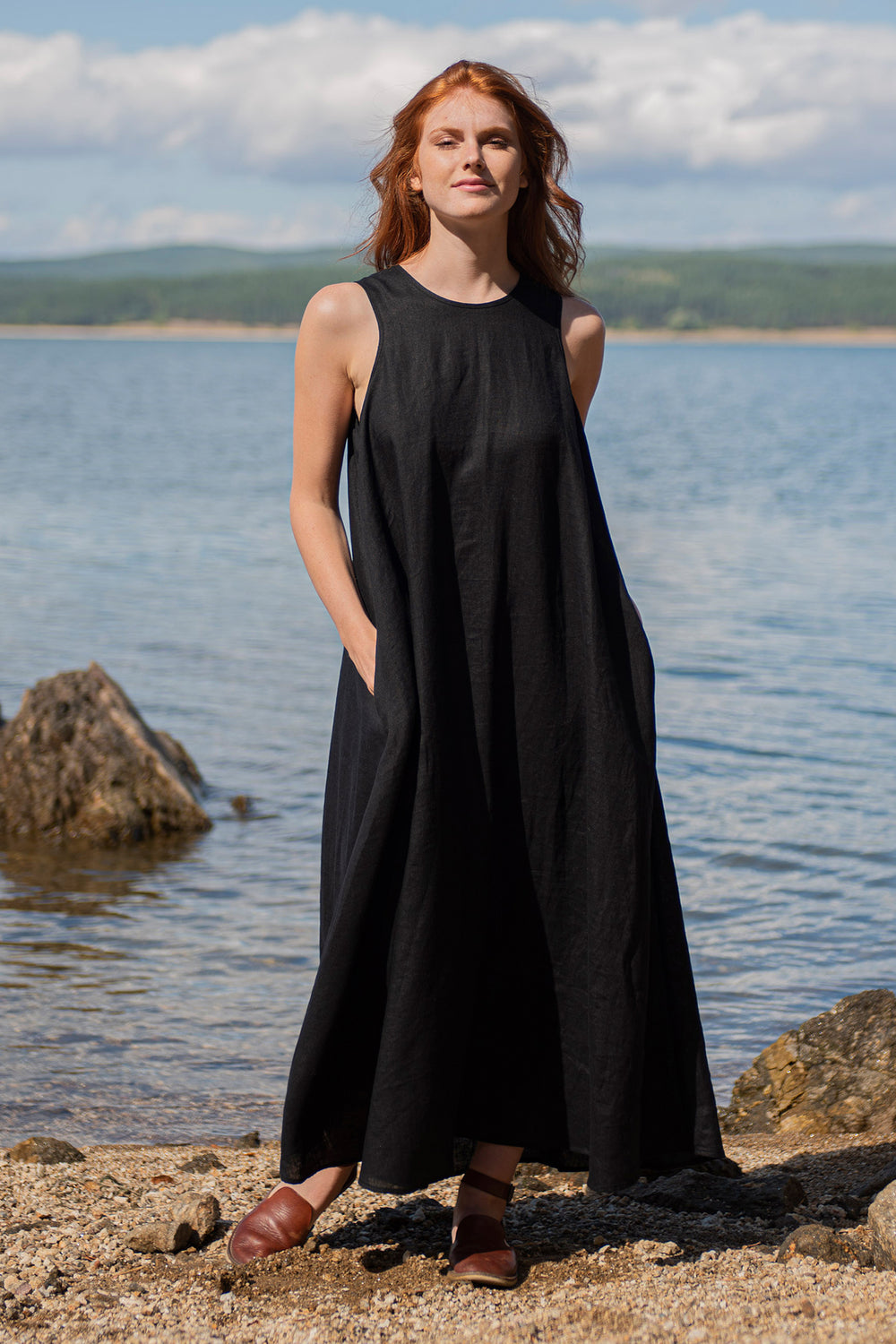 Classic Linen Maxi Dress, VisibleArtShop