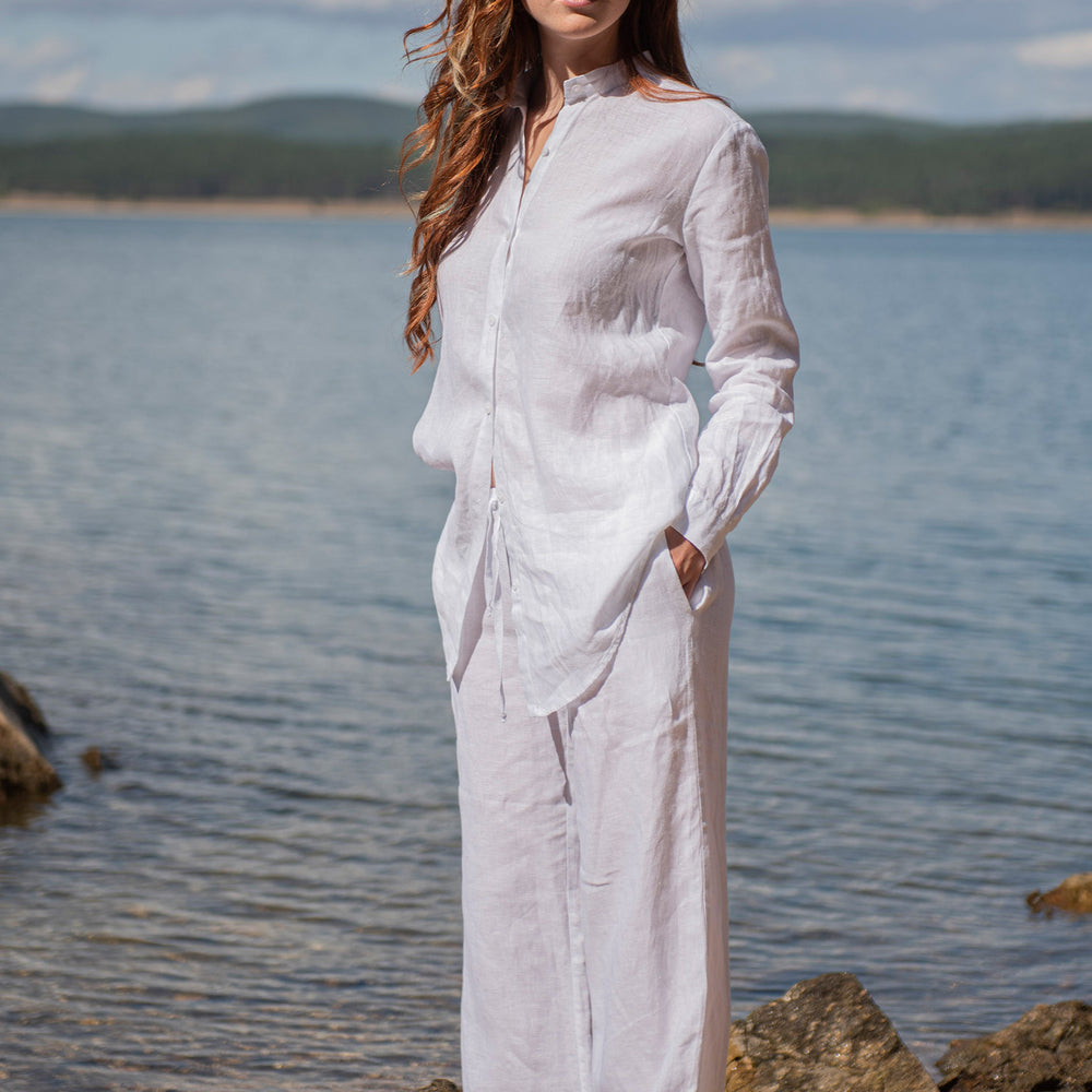 Loose Linen Shirt in White, VisibleArtShop
