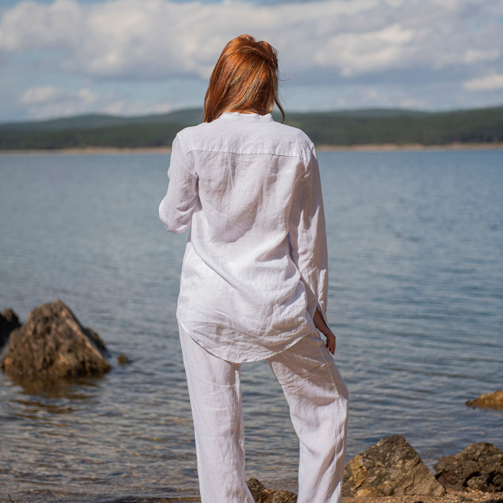 
                      
                        Loose Linen Shirt in White, VisibleArtShop
                      
                    