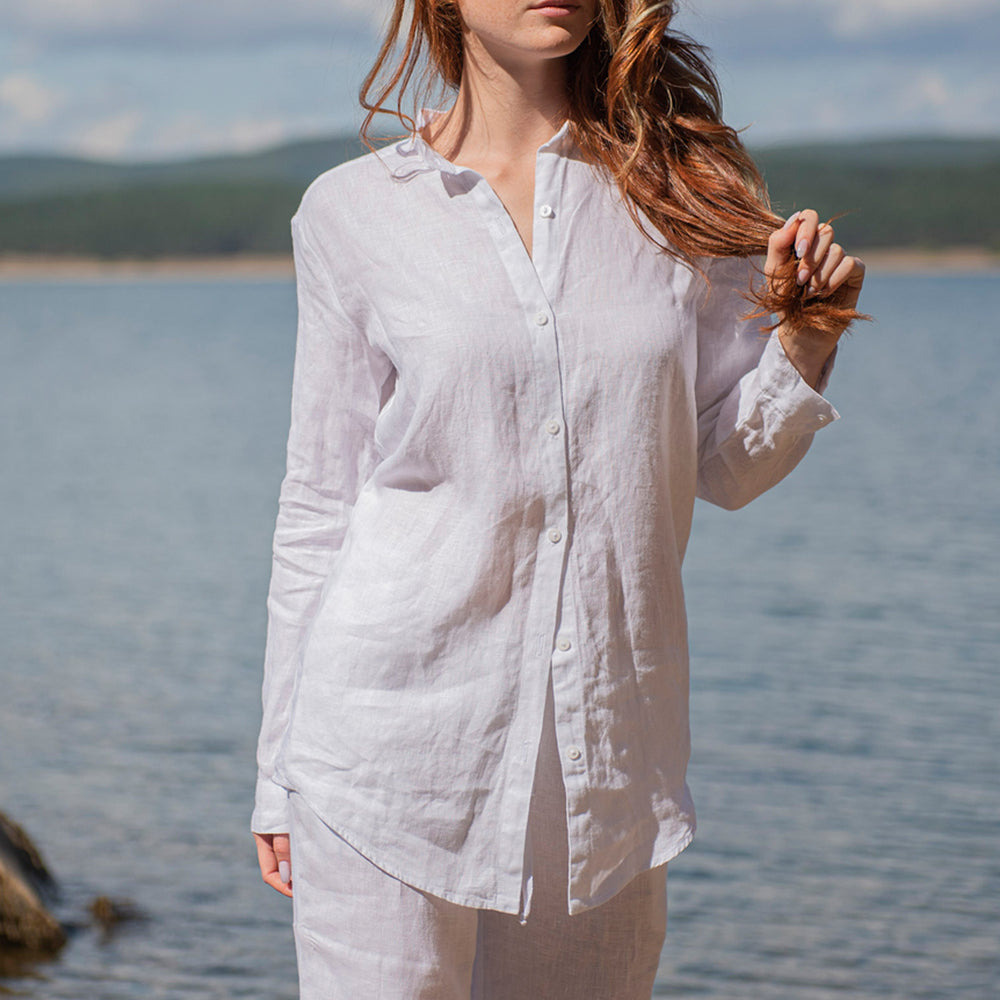 
                      
                        Loose Linen Shirt in White, VisibleArtShop
                      
                    