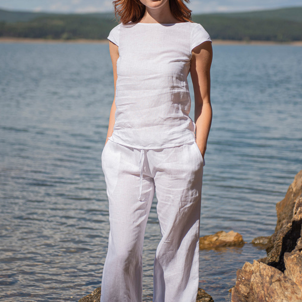 Linen Top with Cap Sleeves, VisibleArtShop