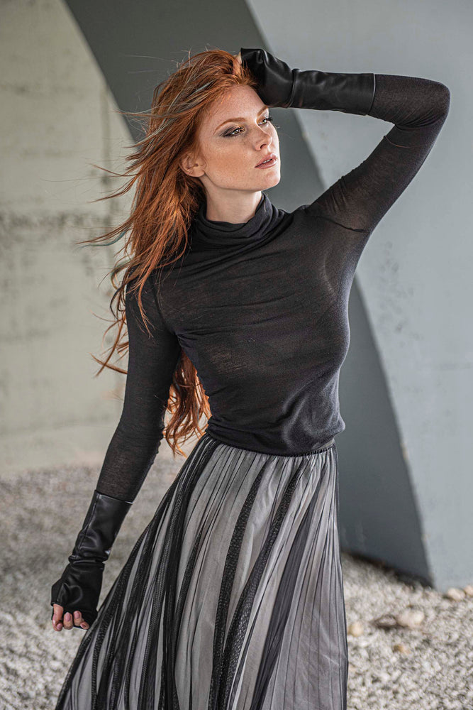Sheer Black Turtleneck Top - VisibleArtShop