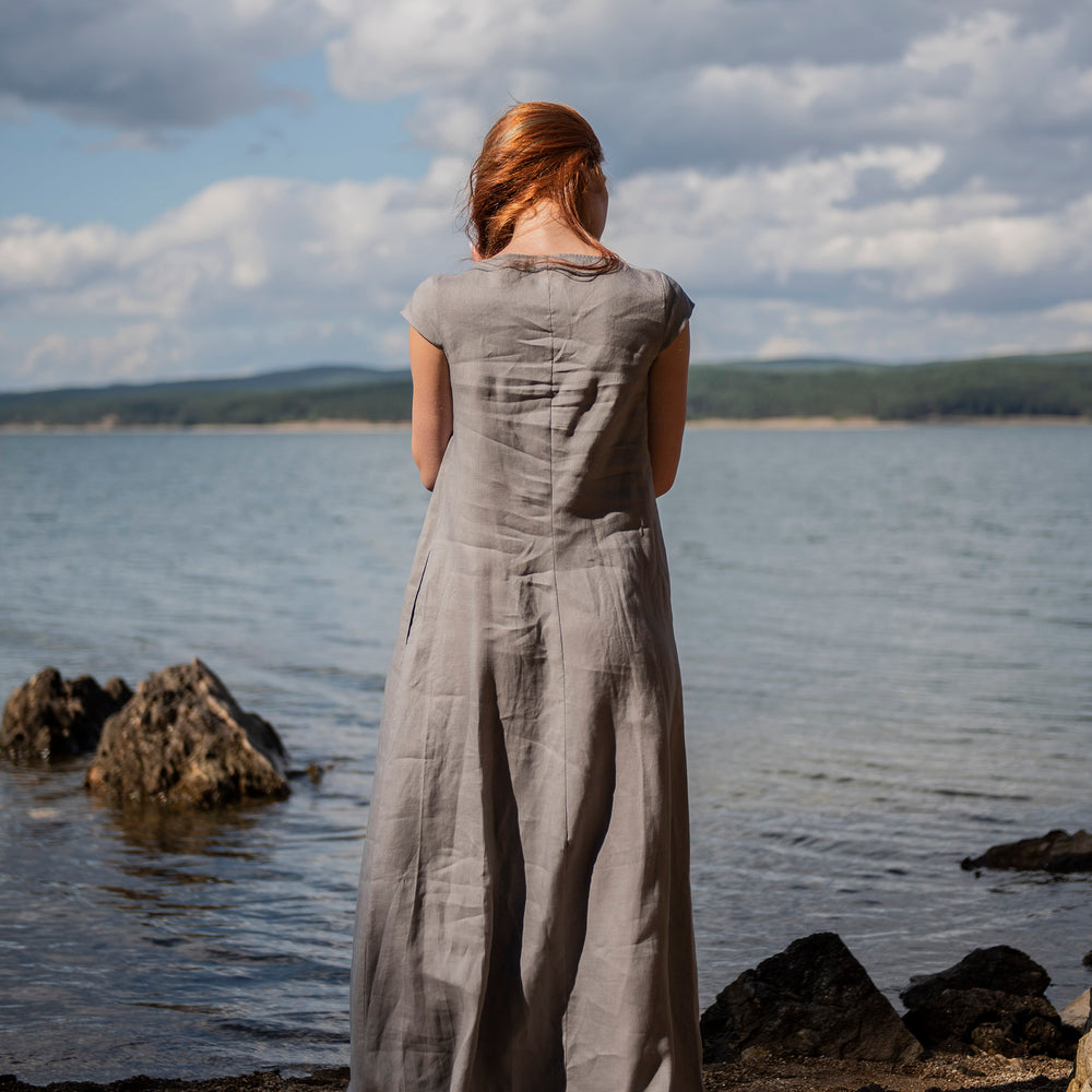 
                      
                        Linen Maxi Dress with Cap Sleeves, VisibleArtShop
                      
                    