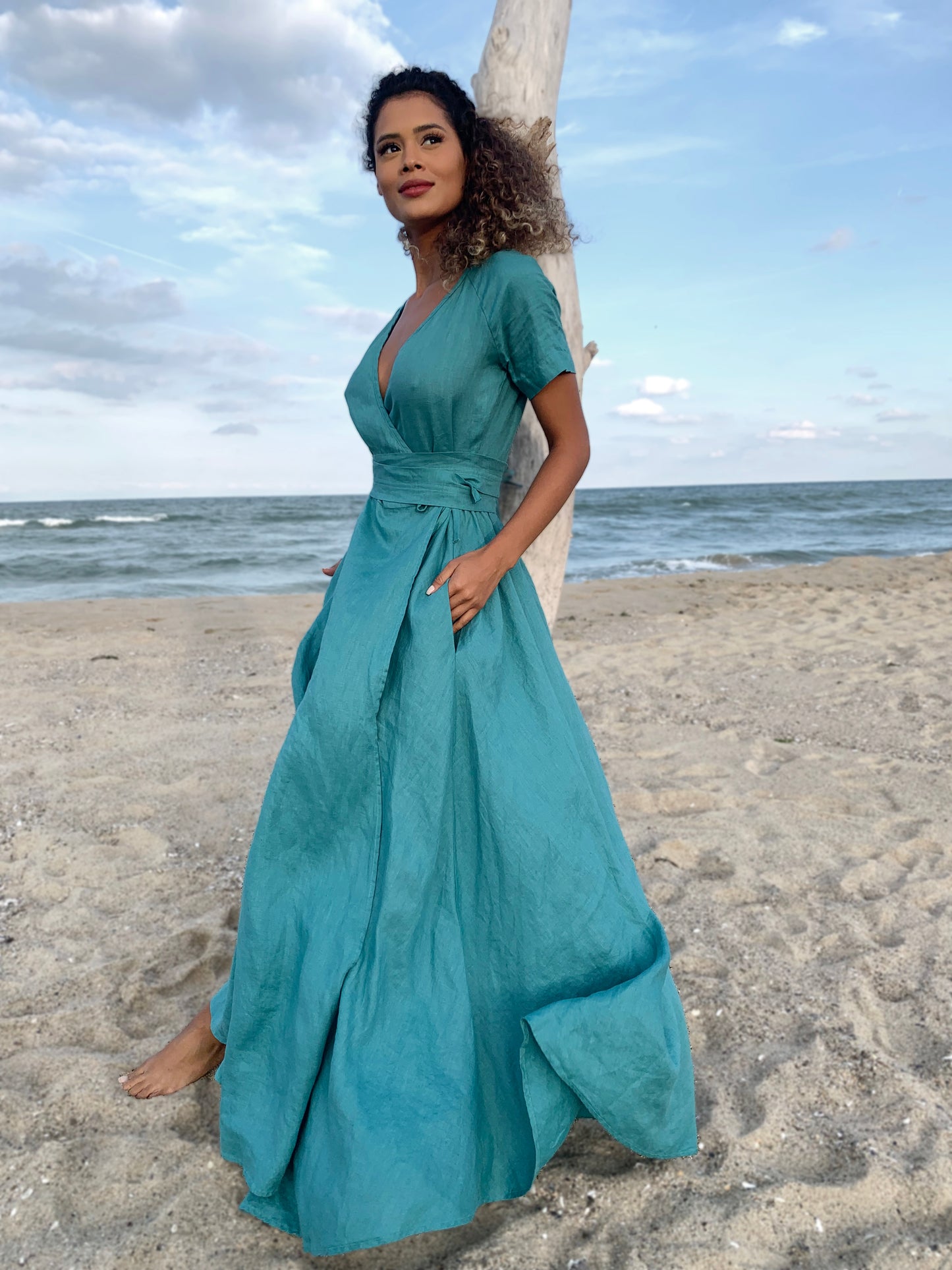 Linen Wrap Dress, Summer Maxi Dress with Belt, Bohemian Linen Dress, Formal Linen Dress for Women, Linen Clothing, Plus Size Maxi Dress, XL / Night Linen Wrap Dress, Summer Maxi Dress with Belt, Bohemian Linen Dress, Formal Linen Dress for Women, Linen Clothing, Plus Size Maxi Dress, XL / Night