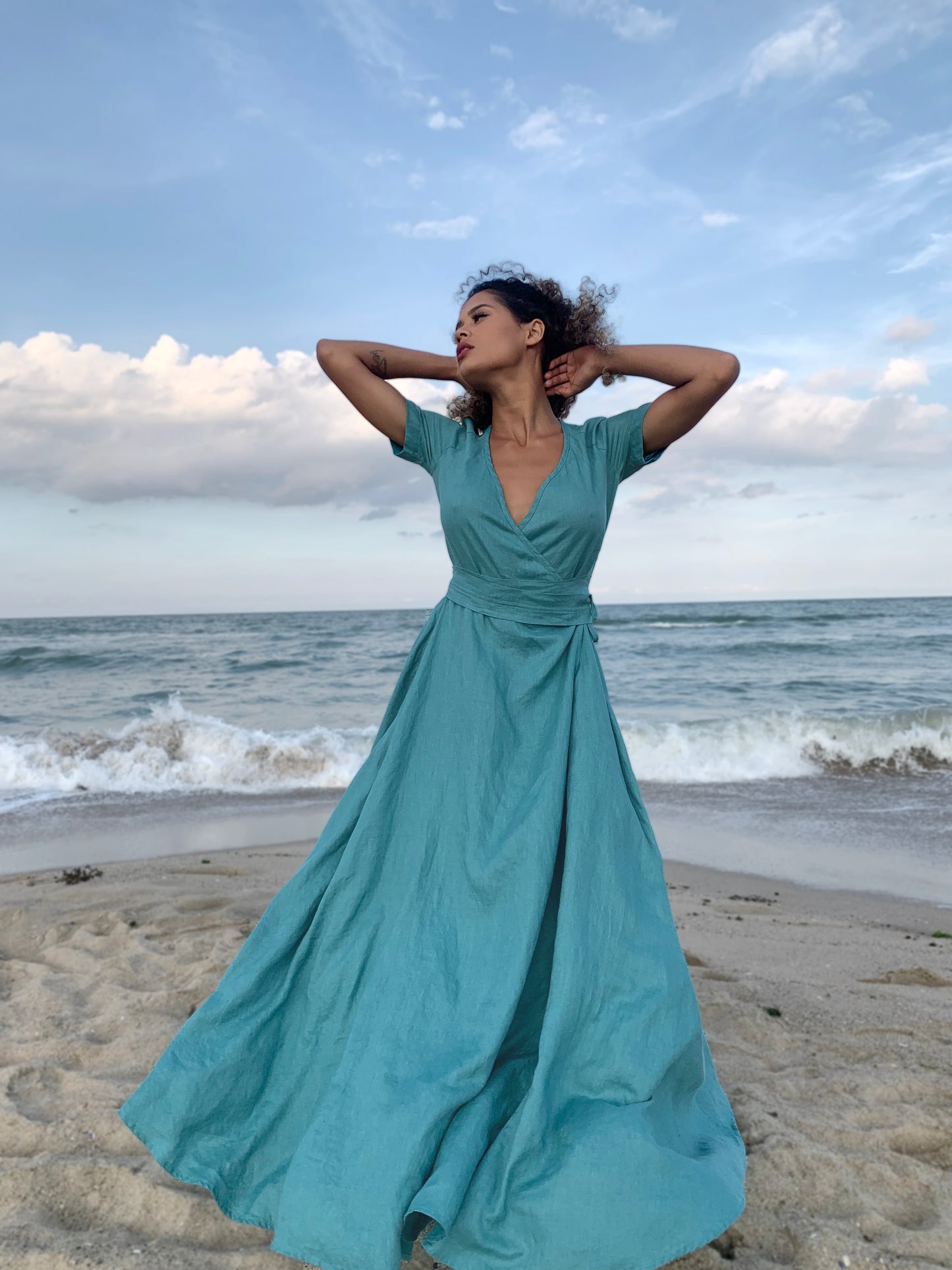 Linen Wrap Dress, Summer Maxi Dress with Belt, Bohemian Linen Dress, Formal Linen Dress for Women, Linen Clothing, Plus Size Maxi Dress, M / Dusty Linen Wrap Dress, Summer Maxi Dress with Belt, Bohemian Linen Dress, Formal Linen Dress for Women, Linen Clothing, Plus Size Maxi Dress, M / Dusty