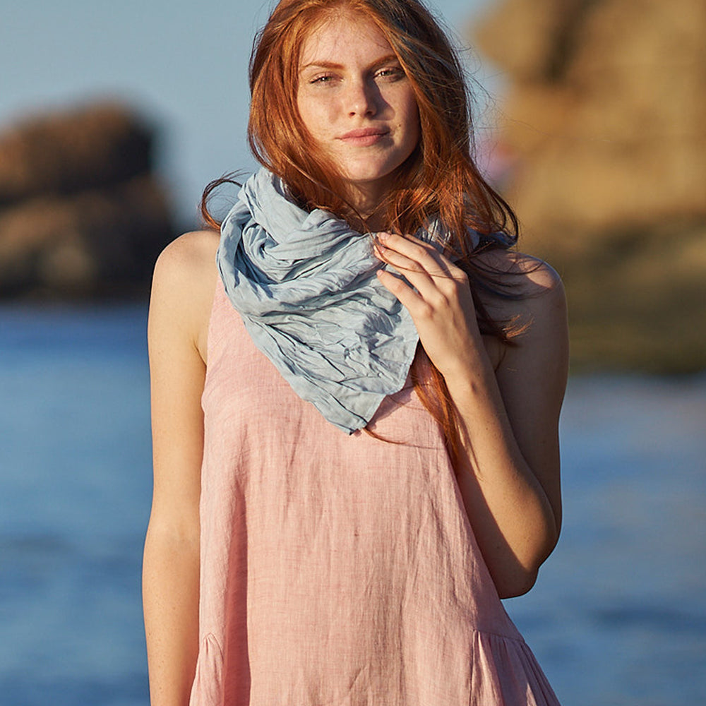 Light Blue Linen Scarf, VisibleArtShop