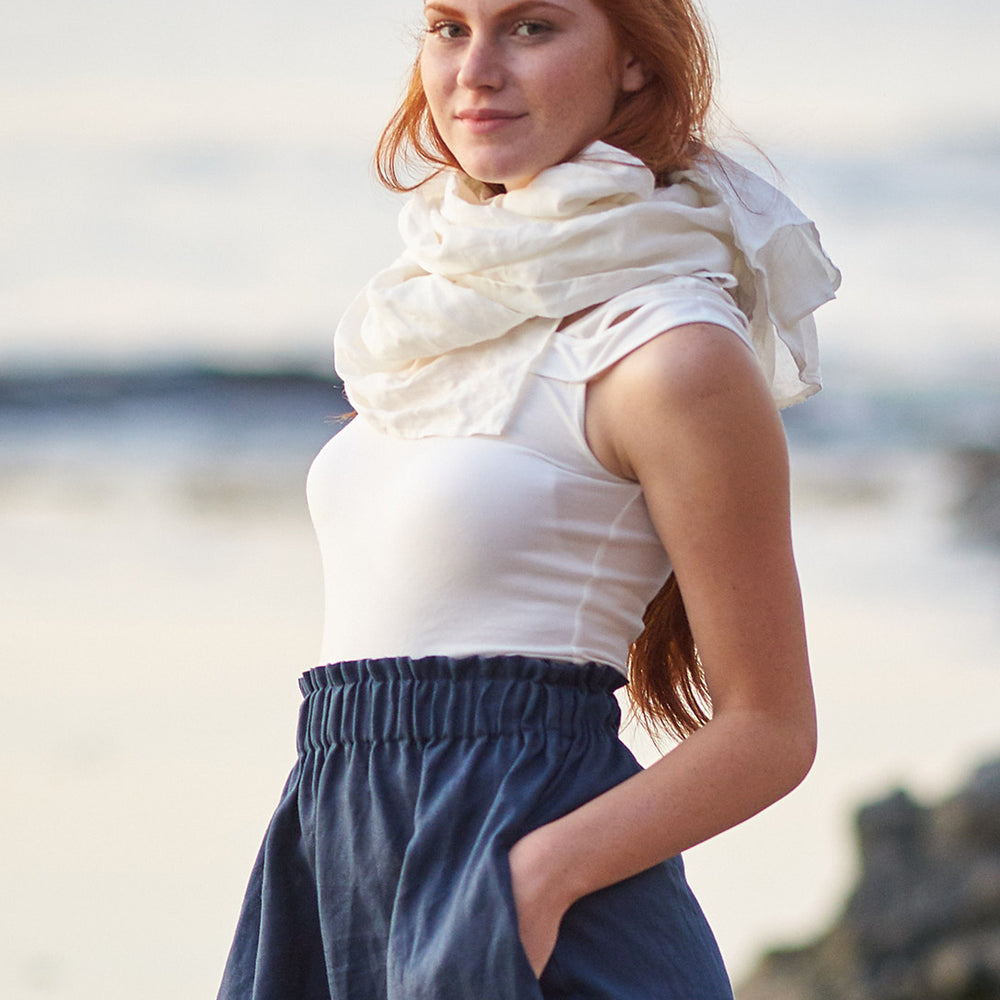 
                      
                        White Linen Scarf - VisibleArtShop
                      
                    