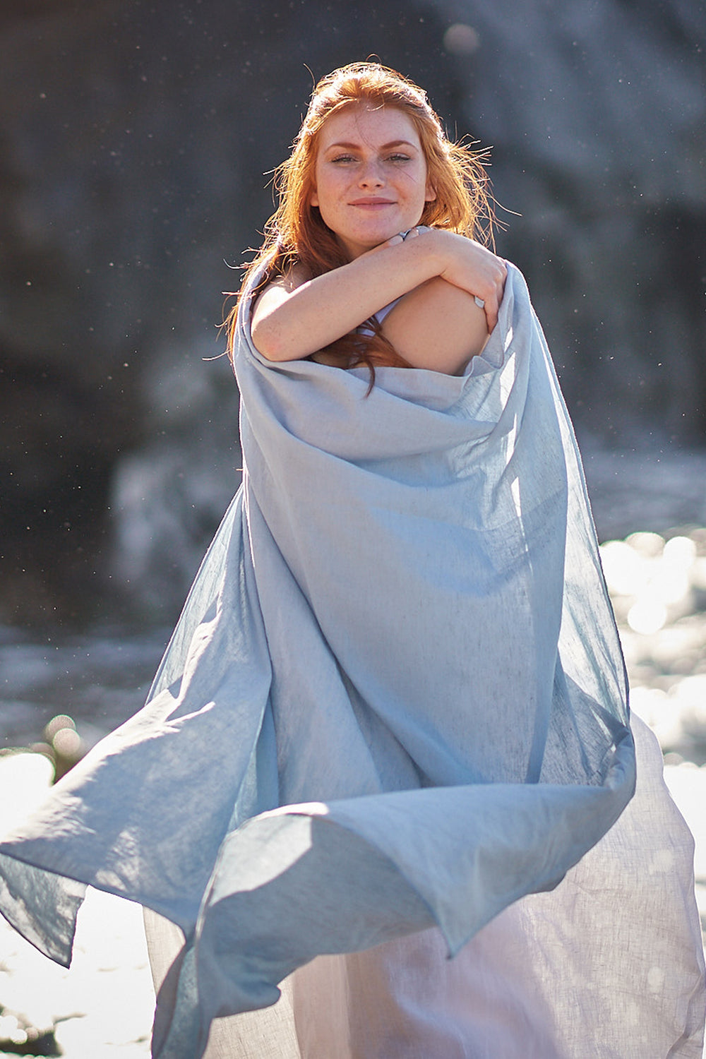 Large Pure Linen Scarf, VisibleArtShop