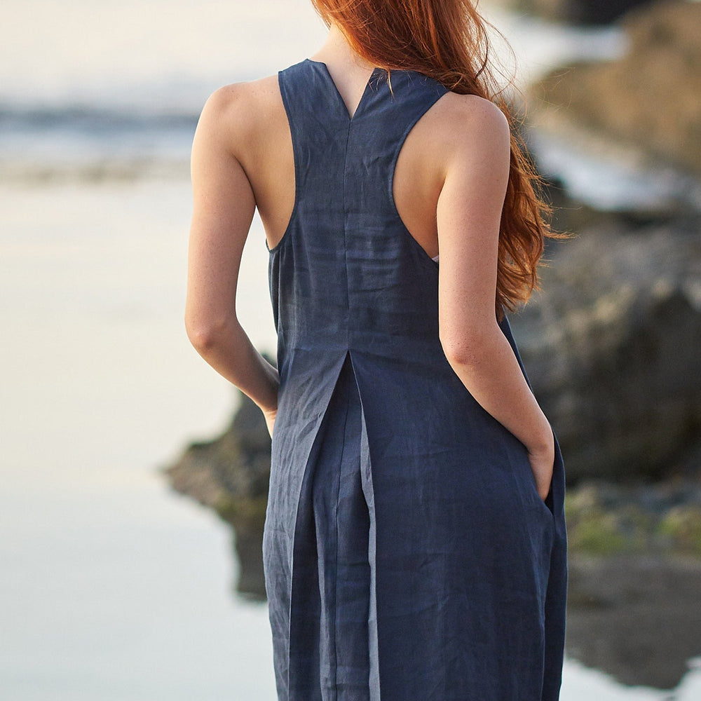 backless pinafore dress Stradivarius Short Pinafore Dress Dark Blue Xl
