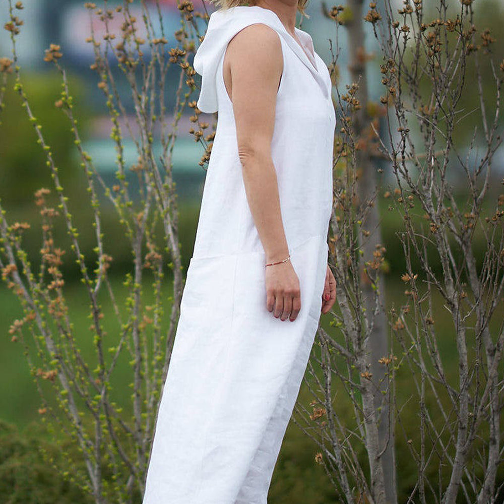 
                      
                        Hooded Linen Maxi Dress with Pockets - VisibleArtShop
                      
                    