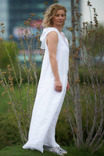 Hooded Linen Maxi Dress with Pockets - VisibleArtShop