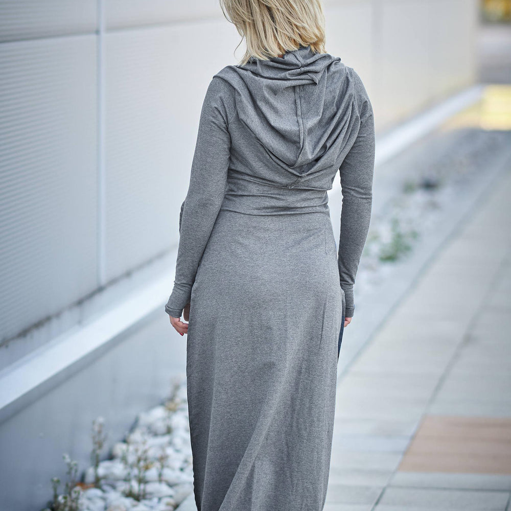 Ruched Maxi Dress in Gray - VisibleArtShop