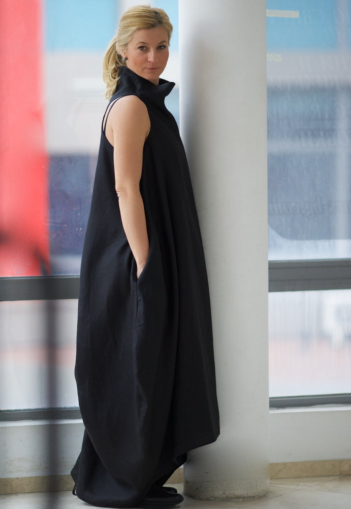 
                      
                        Cowl Neck Linen Dress in Black - VisibleArtShop
                      
                    