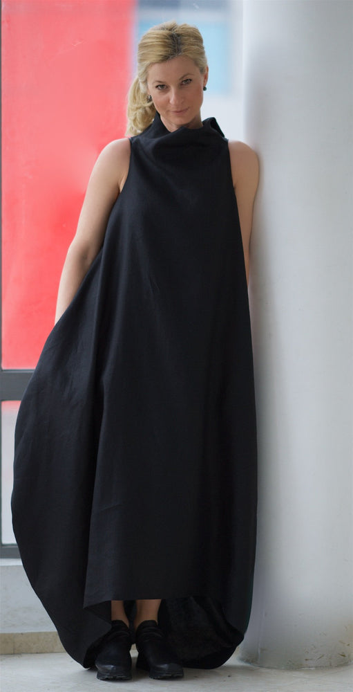 
                      
                        Cowl Neck Linen Dress in Black - VisibleArtShop
                      
                    