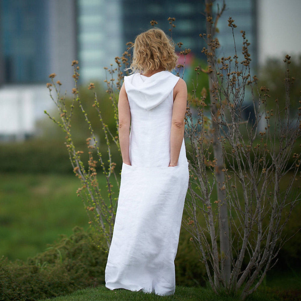 
                      
                        Hooded Linen Maxi Dress with Pockets - VisibleArtShop
                      
                    