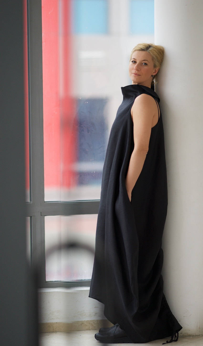 Sleeveless Linen Dress - Modern High Neck Maxi for Elegant Looks VisibleArtShop Sleeveless Linen Dress - Modern High Neck Maxi for Elegant Looks VisibleArtShop