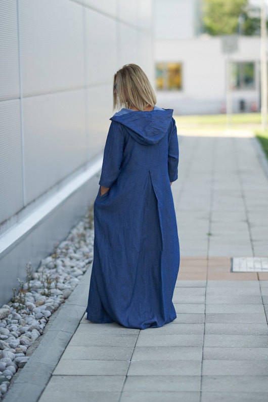 Hooded Tencel Maxi Dress, VisibleArtShop