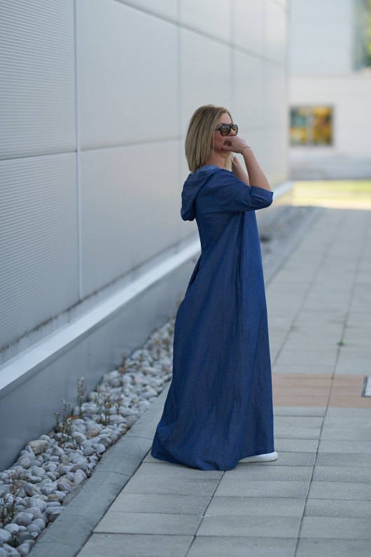 Hooded Tencel Maxi Dress, VisibleArtShop