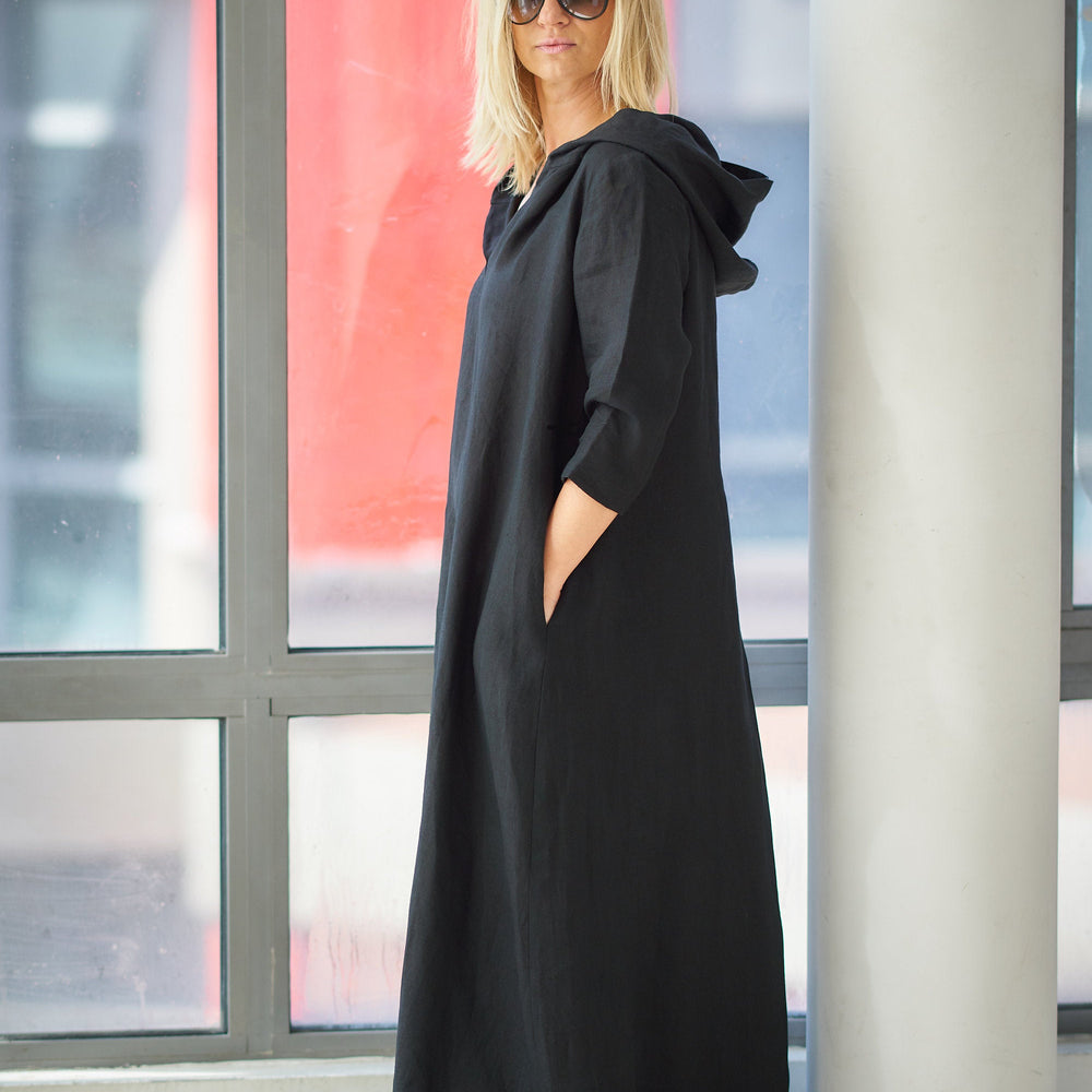 
                      
                        Hooded Linen Kaftan Dress, VisibleArtShop
                      
                    