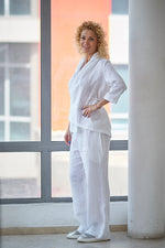 Linen Wrap Shirt & Drawstring Pants Set - VisibleArtShop