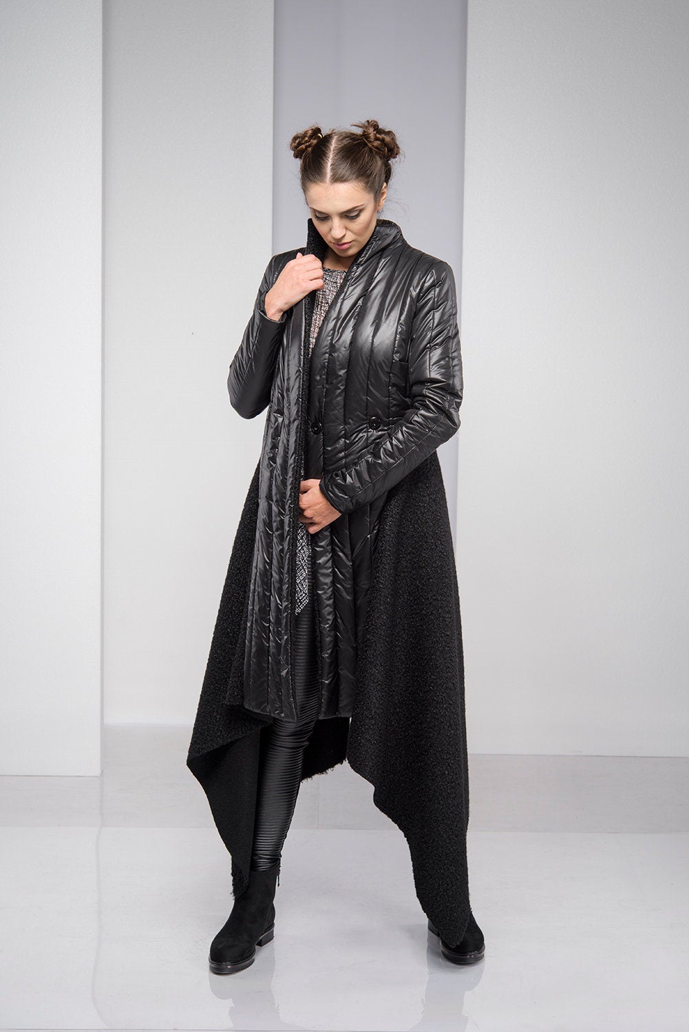 Hooded Asymmetric Padded Jacket, VisibleArtShop