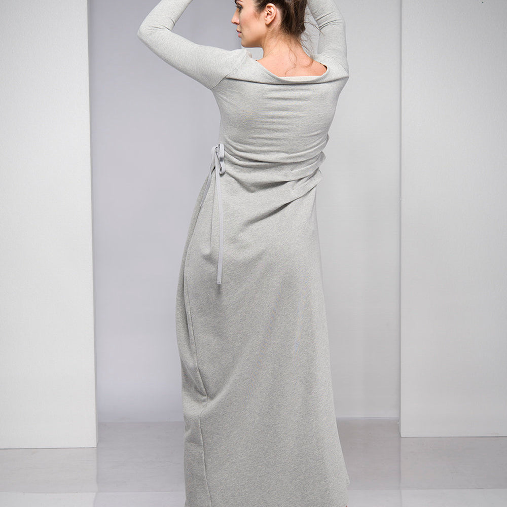 
                      
                        Gray Maxi Dress with Waist Accent, VisibleArtShop
                      
                    