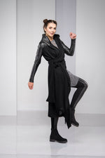 Hooded Cardigan with Leather Details - VisibleArtShop