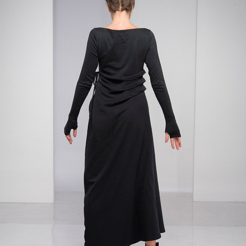 
                      
                        Black Maxi Dress with Waist Accent, VisibleArtShop
                      
                    