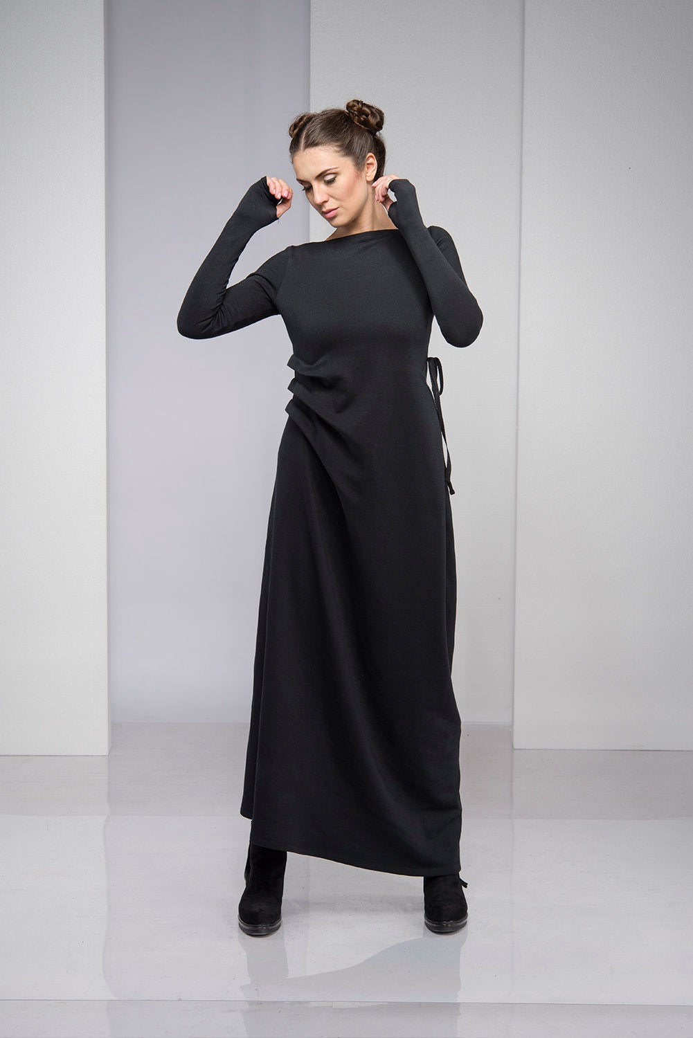 Maxi Dress for Women, Black Winter Dress, Cotton Dress, Plus Size Dress, Steampunk Dress, Plus Size Clothing, Boho Maxi Dress, XS / Black Maxi Dress for Women, Black Winter Dress, Cotton Dress, Plus Size Dress, Steampunk Dress, Plus Size Clothing, Boho Maxi Dress, XS / Black