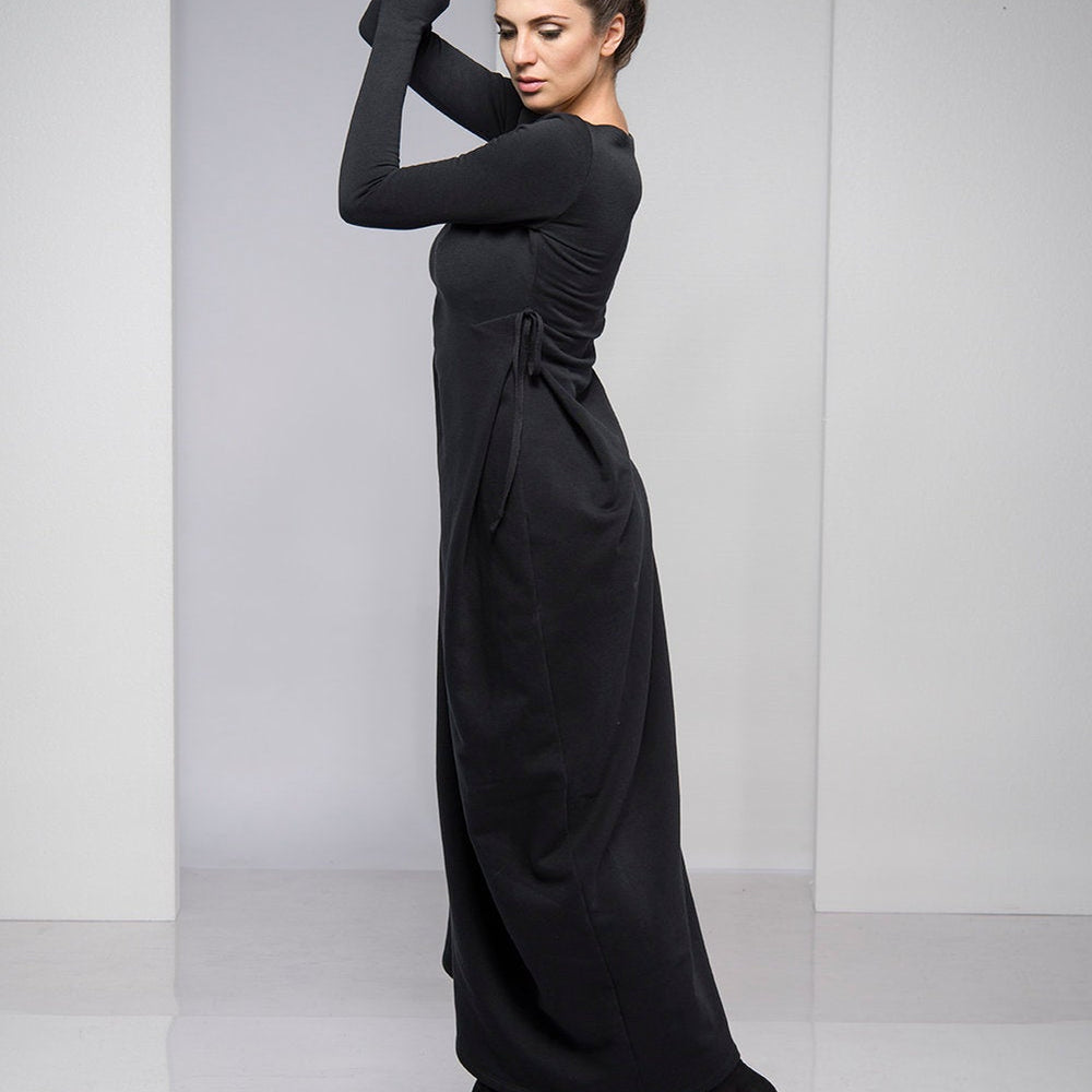 
                      
                        Black Maxi Dress with Waist Accent, VisibleArtShop
                      
                    