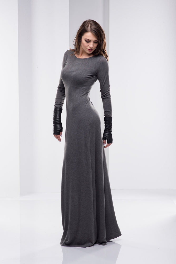 Minimalist Full Sleeve Maxi Dress - VisibleArtShop