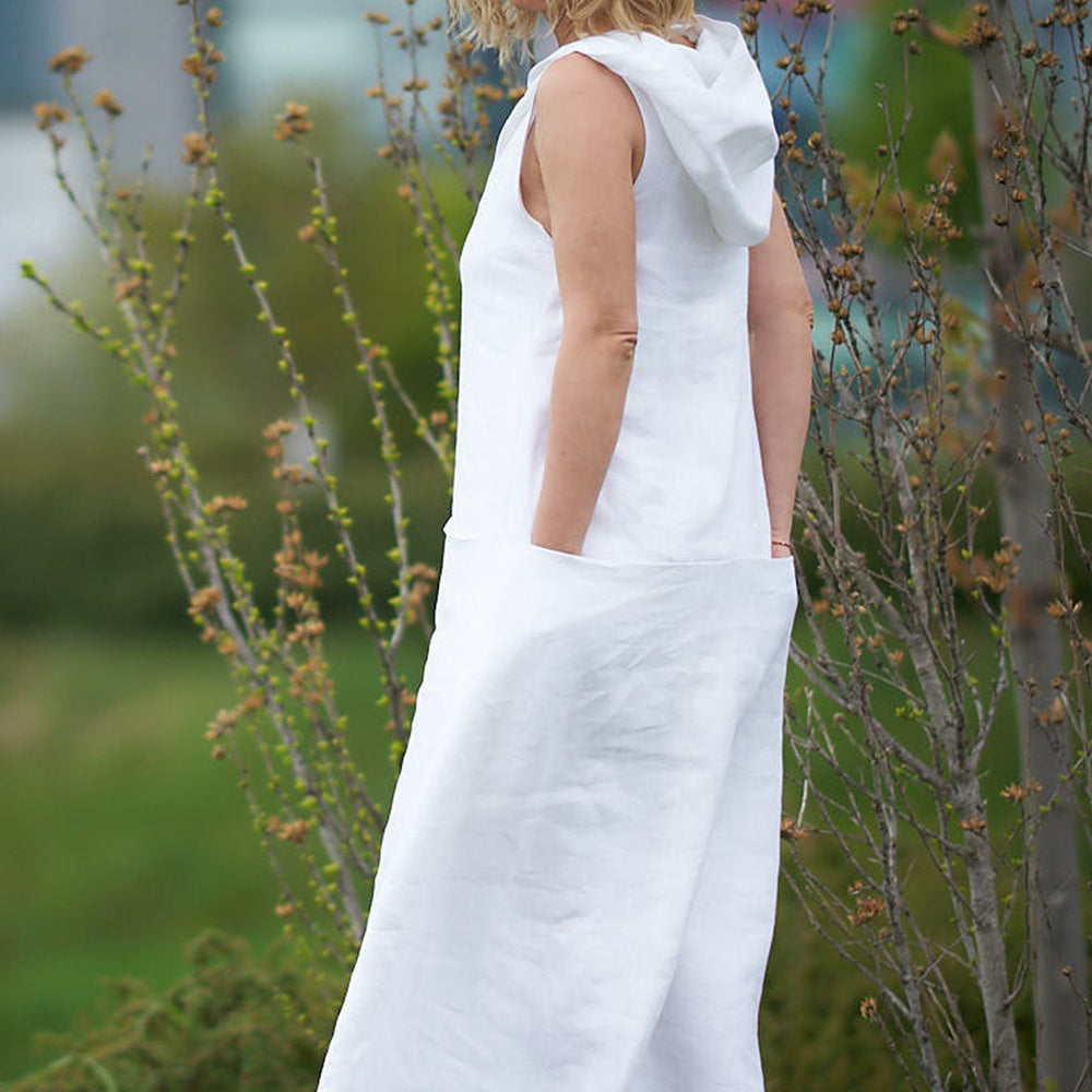 
                      
                        Hooded Linen Maxi Dress with Pockets - VisibleArtShop
                      
                    