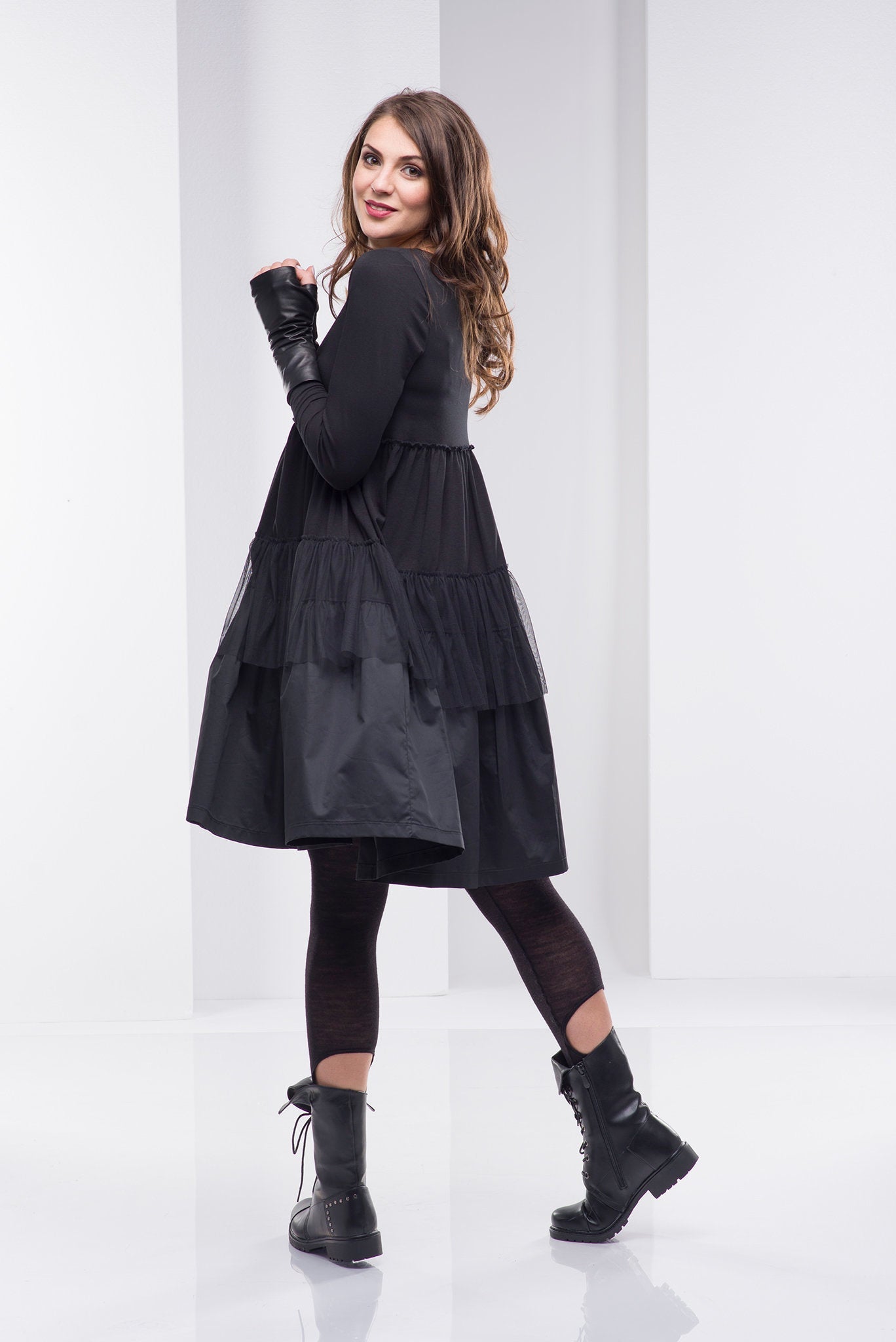 long sleeve cotton tunic dress Mohiass Women's Tunic Mini Shirt Dress Cotton Long Sleeve Ruffle Hem Dress Button Up Shift Chambray Dresses Blue XL