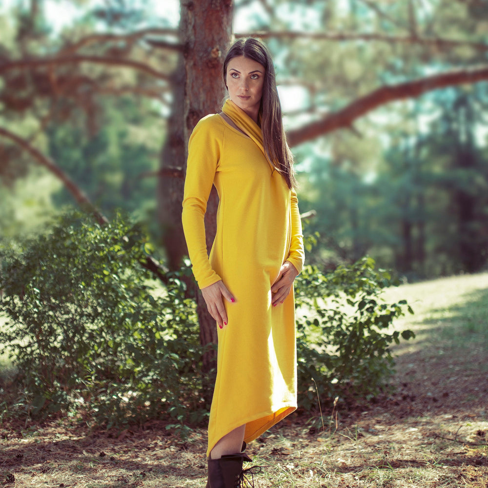 
                      
                        Scarf-Front Mustard Dress - VisibleArtShop
                      
                    