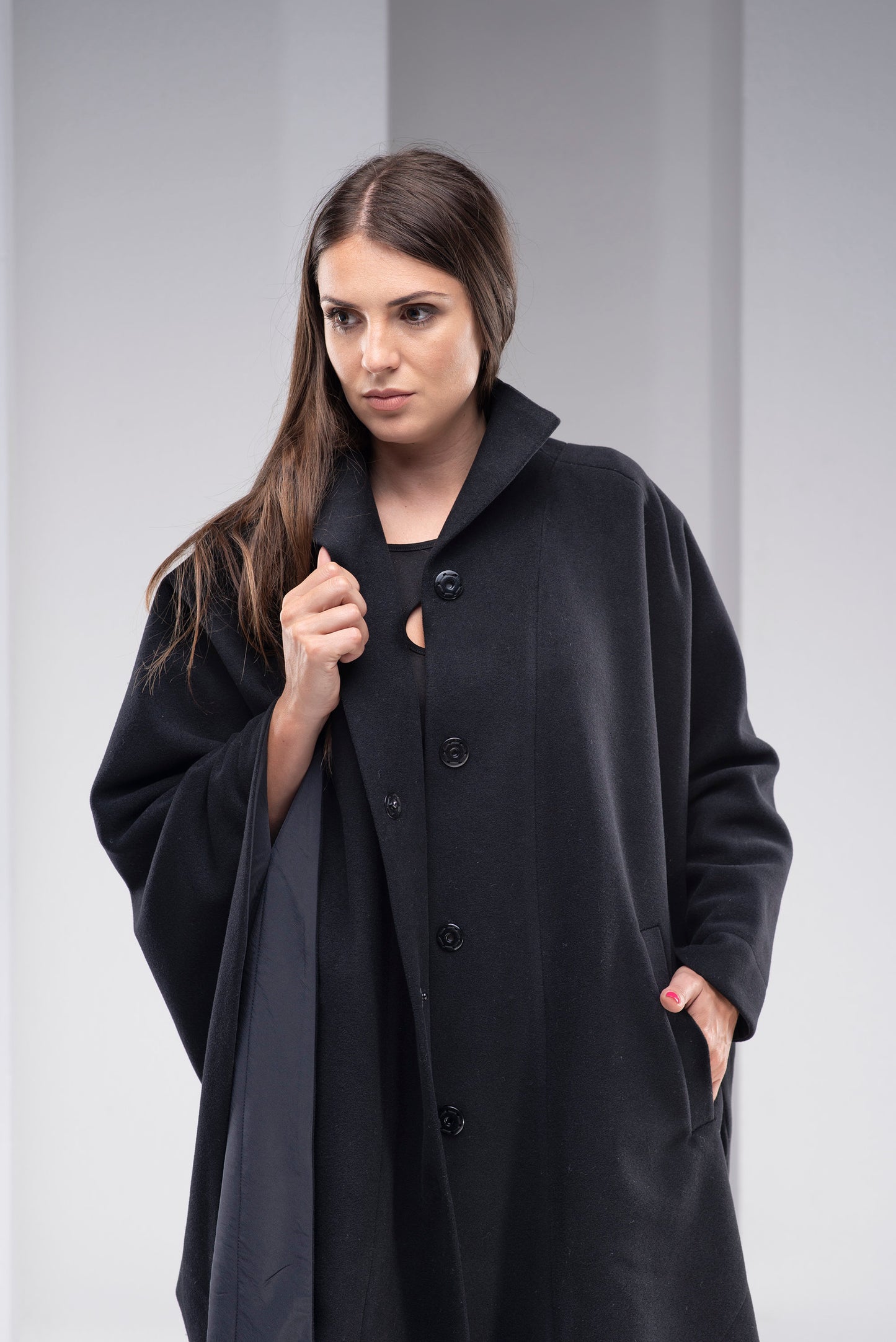 Wool & Cashmere Cape Coat - VisibleArtShop