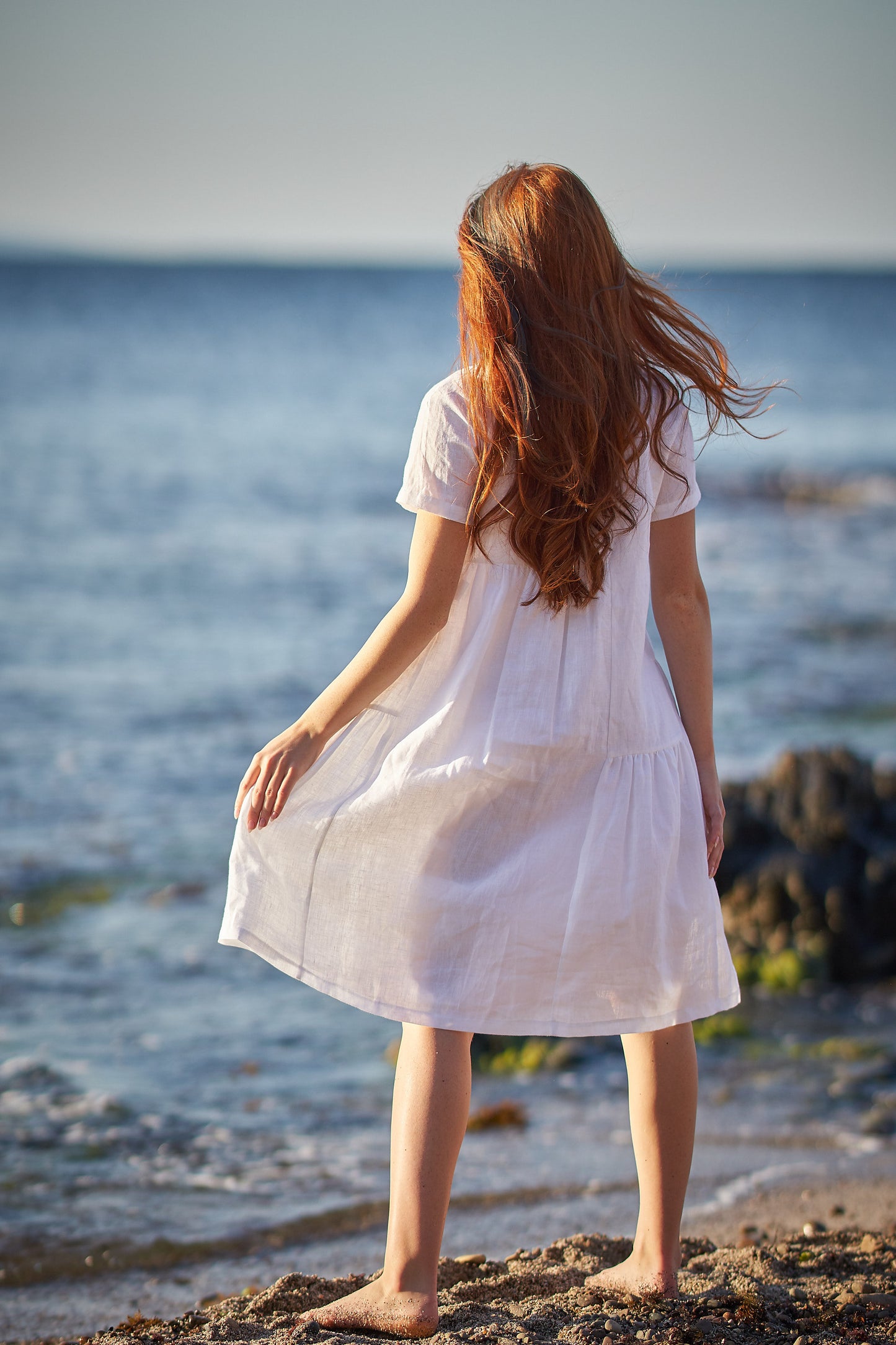short linen dress women Short Sleeve Linen Dress, White Linen Dress, Linen Tunic Dress for Women, 100% Linen Clothing, Linen Summer Dress, 3XL / Moroccan Red