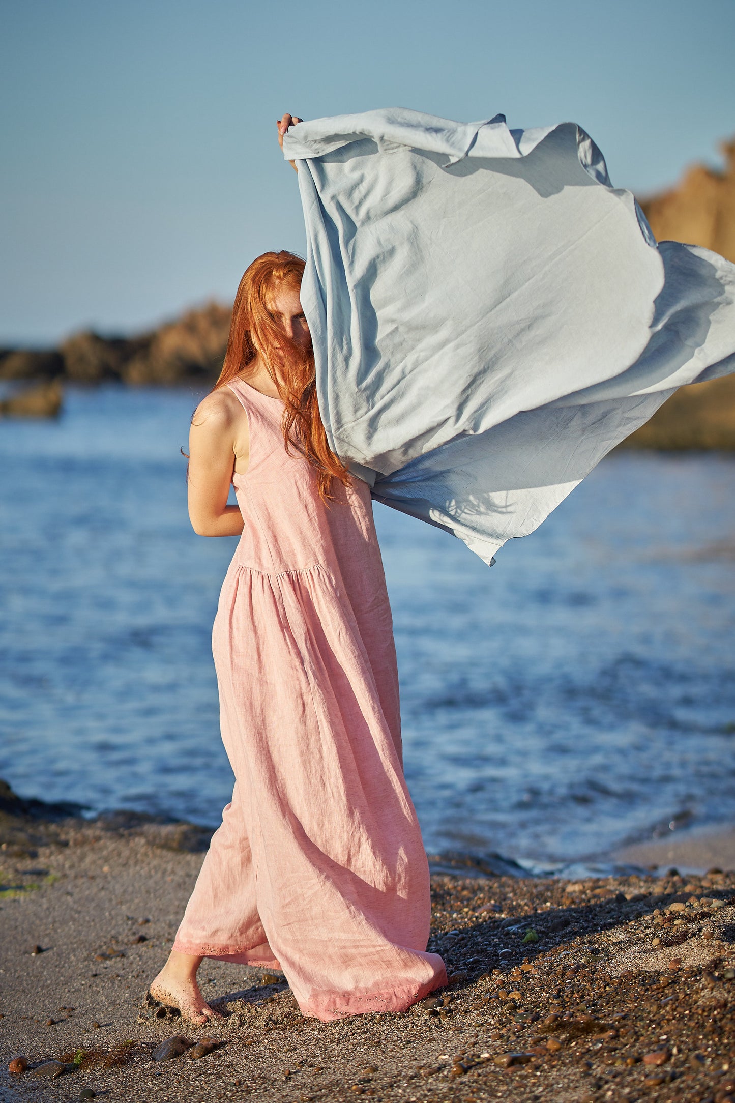 relaxed linen beach dress Marine Layer Lucia Midi Dress