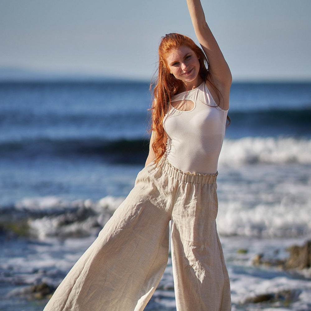 
                      
                        Linen Wide Leg Pants in Natural - VisibleArtShop
                      
                    