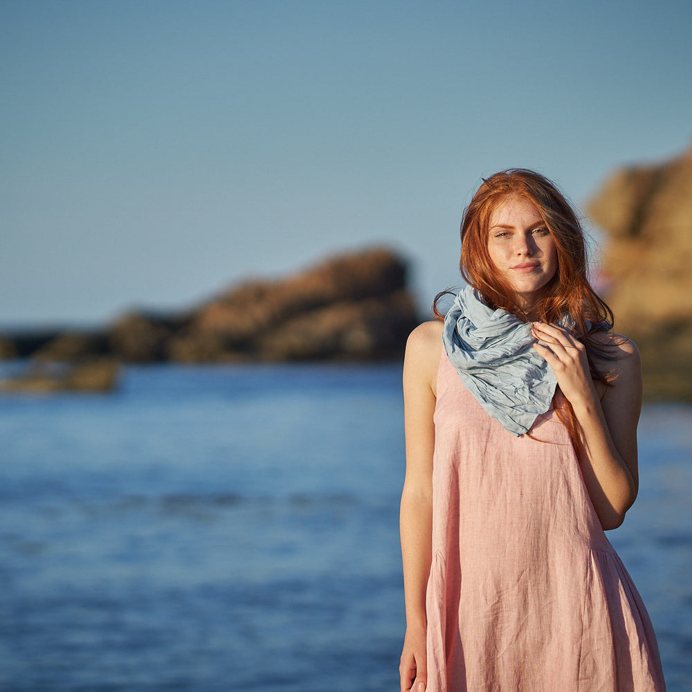
                      
                        Gray & Purple Striped Linen Scarf, VisibleArtShop
                      
                    