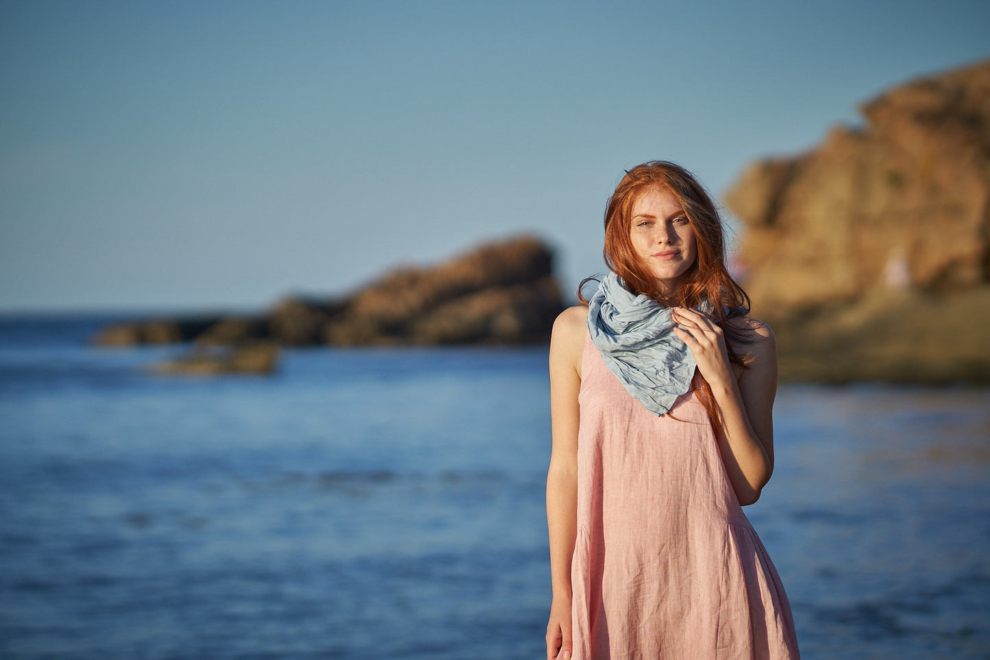 Gray & Purple Striped Linen Scarf, VisibleArtShop